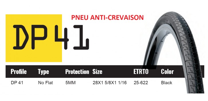 DUTCH PERFECT PNEU 700X25C SRI 41 - ANTICREVAISON 5MM