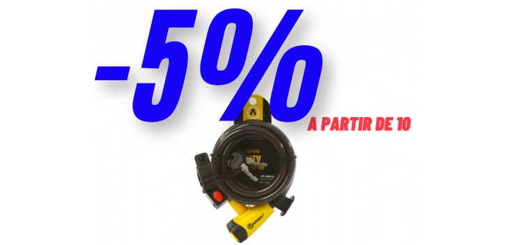 Auvray antivol spirale City Ø12 en 1,80m avec support noir mat