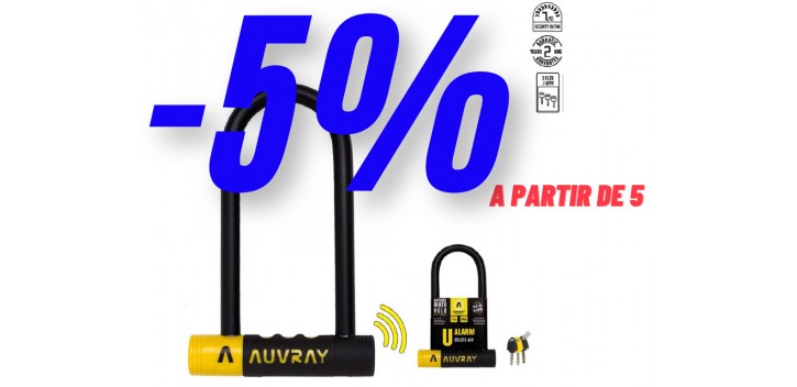 Auvray antivol U ALARME 128 X 245 Ø14 AVEC SUPPORT Ø14