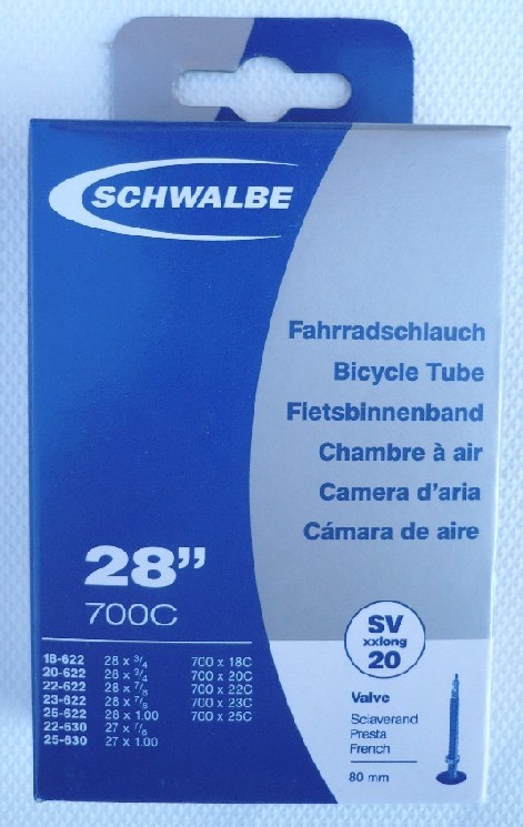 Schwalbe CHAMBRE A AIR VELO 700 x 18-25 VALVE PRESTA OBUS DEMONTABLE 80mm (SV20)